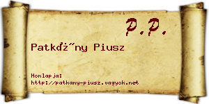 Patkány Piusz névjegykártya